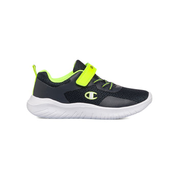 Sneakers blu da bambino con velcro e dettagli giallo fluo Champion Softy Evolve B, Brand, SKU s341000313, Immagine 0